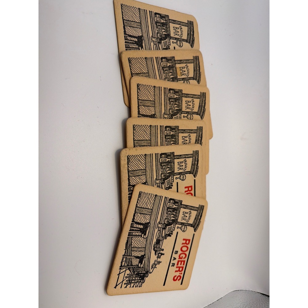 Vintage Rogers Bar Coasters Set of 6 Retro Barware Pulpboard Drink Coasters